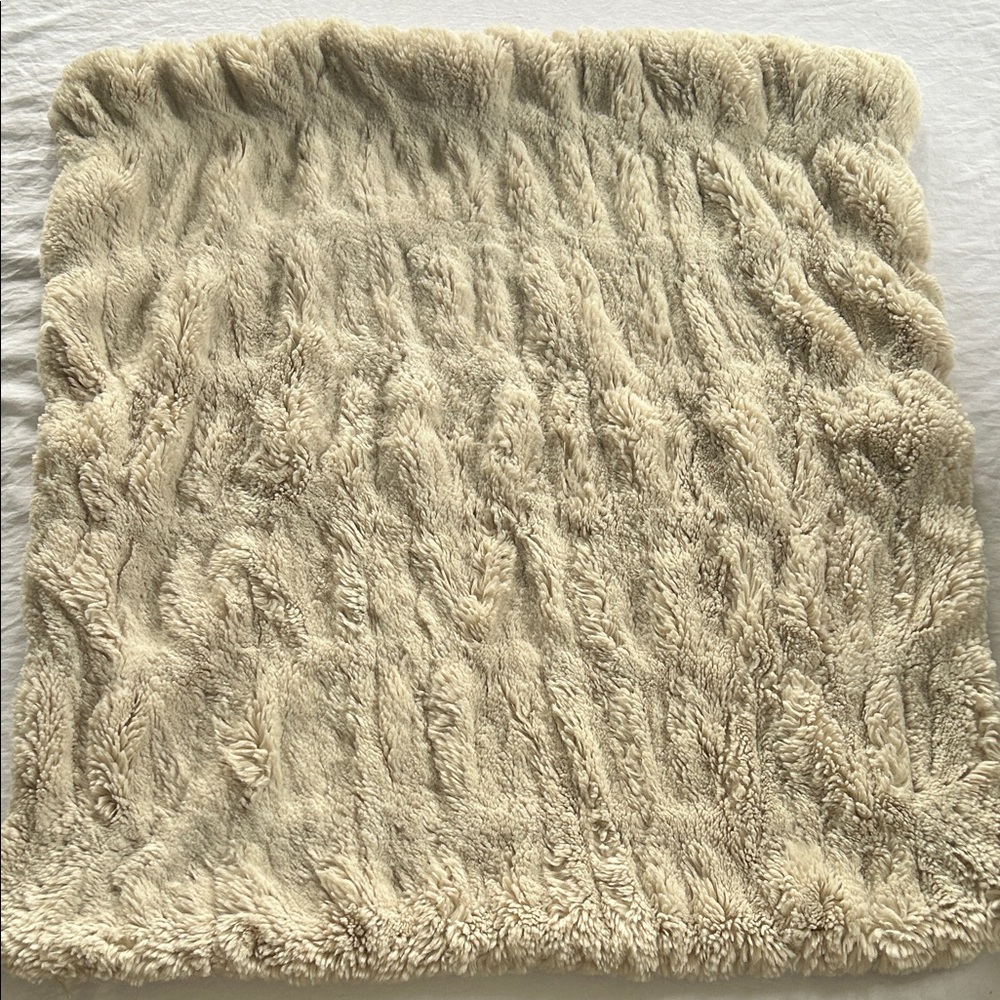 Pottery Barn Textured Cream Faux Fur Pillow